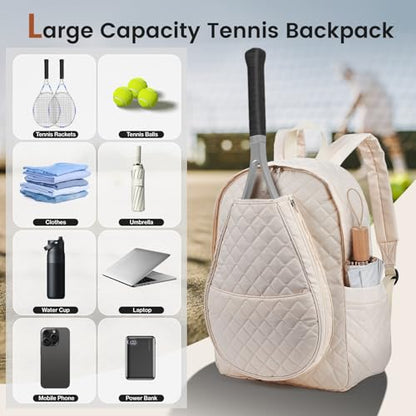 Number-one Tennis Bags, Professional Tennis Backpack Holds 2 Rackets with Two Water Bottle Pockets Lightweight Racket Backpack Suitable for Badminton Pickleball Racquetball for Men Women