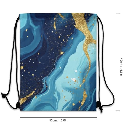 Travel Drawstring Backpack Theft Proof Cinch Sack Water Resistant Sackpack for Camping Hiking Outdoor Sports, Blue Trippy Marble Bags - color: Picture (1016)