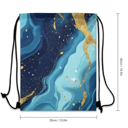 Travel Drawstring Backpack Theft Proof Cinch Sack Water Resistant Sackpack for Camping Hiking Outdoor Sports, Blue Trippy Marble Bags - color: Picture (1016)