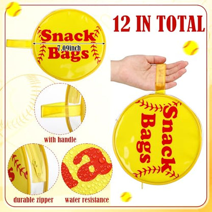 Reginary 12 Pcs Softball Snack Bags for Team Gifts Softball Goodie Clear Treat Candy Pouch Bags PVC Waterproof with Zipper Party Favors for Team Birthday Gifts Sport Supplies - style: Softball Snack Bag