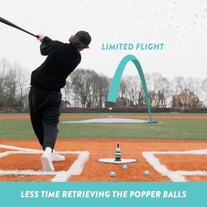 Bandit Sports Mini Popper Plastic Baseballs, Made of Impact-Resistant and Rebounding Material, Perfect Practice Baseballs & Hitting Ball Training - size: 12 count
