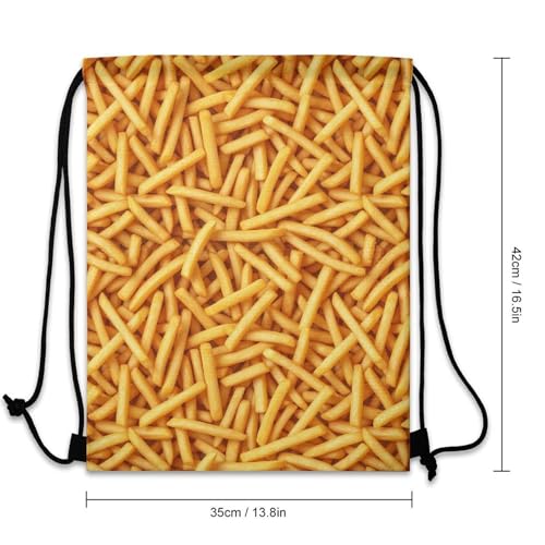 Beam Backpack Large Capacity Drawstring Sack Waterproof Sackpack for Basketball Volleyball Sports Gear Men Women, French Fries Bags - color: Picture (507)