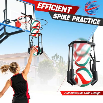 HVDI Automatic Volleyball Spike & Serving Trainer, Height Adjustable Volleyball Setter Training Equipment Hitting Trainer Holder, Indoor & Outdoor Volleyball Training Aid for Solo/Team Practice