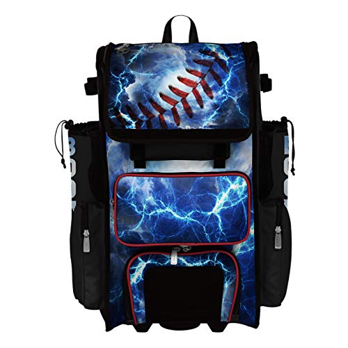 Boombah Superpack Hybrid Rolling Bat Bag - The Natural Black/Red/White - Wheeled & Backpack Version