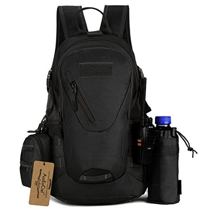 15L Motorcycle Backpack Tactical Bag Rucksacks for Outdoor Camping Trekking Hunting with Patch - color: Black