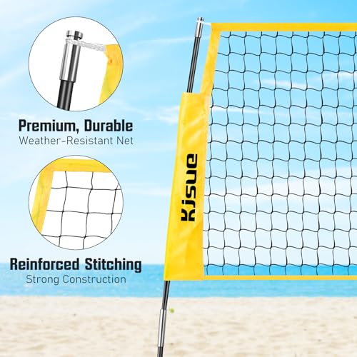 Freestanding Volleyball Net Set for Backyard - 12FT Portable Outdoor Volleyball Net Training Equipment with Soft Volleyball, Pump, Boundary Mark and Carry Bag for Park, Beach Games, Volleyball Sports