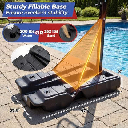 Goplus Foldable Basketball Hoop, 10 FT Stepless Adjustable Basketball Goal System w/Fillable Base, Wheels & Shatterproof PC Backboard for Adults, Indoor Outdoor Portable Basketball Stand for Backyard