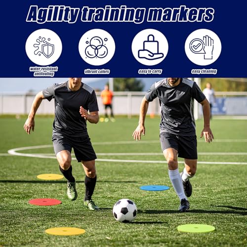 50 Pcs 6 inch Flat Cones Spot Markers Non-Skid Floor Hole Soccer Cones Field Court Spot Markers Flat Discs Soccer Training Equipment for Football Sports Speed Agility Practice