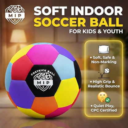 MIP Silent Indoor Soccer Ball – Size 4 Soft Foam Ball for Kids & Toddlers | Quiet Play, Non-Marking, Real Bounce | Safe for Hardwood, Carpet & Apartments | CPC Certified