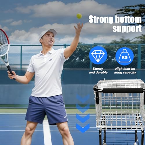 Training Ball Pickup Basket Holds 350 Balls Large Capacity Wheeled Tennis Ball Hopper for Tennis/Pickleball/Baseball/Softball
