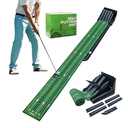 Putting Green Indoor - Practice Uphill Putts, Golf Putting Mat with Auto Ball Return, Golf Training Aid for Home, Office, Backyard, Party Game, Great Gifts for Men Dad