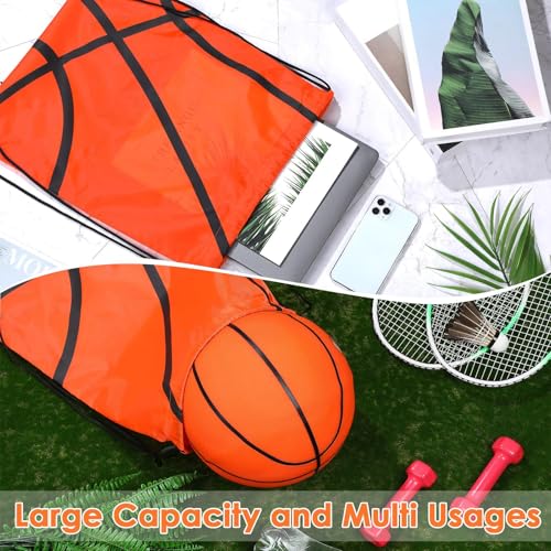 Riakrum 12 Pcs 16.5 Inch Ball Drawstring Backpack Party Drawstring Bag for Sports Travel Gym Workout