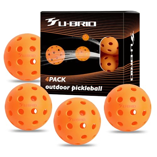 Pro-Grade 40-Hole Outdoor Pickleball Balls 3/4/12 Pack- Pro-Player Tested with Wind-Resistant Design, High-Visibility & 300+ Hit Suitable for Players of All Skill Levels - color: orange, size: 4 pack
