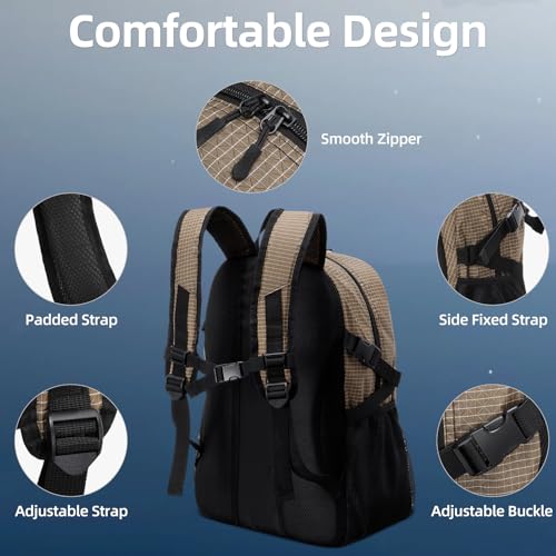HUA ANGEL Basketball Backpack, Large Sports Bag with Separate Ball Holder & Shoe Compartment, Men/Women Gym Backpack for Basketball Soccer Volleyball - color: Brown
