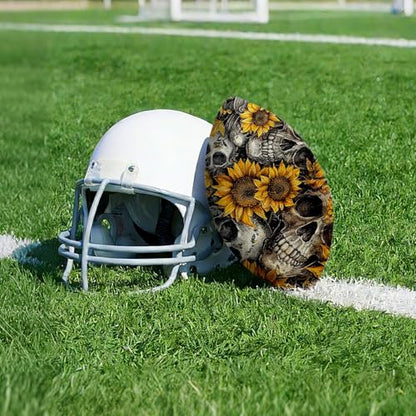 American Football, Official Size 11.9 x 7.3 Inch, Premium Composite Leather High-Grip Ball with Pro-Style Lacing, Unique Prints for Training, Games & Gifts - color: Sunflower Skulls