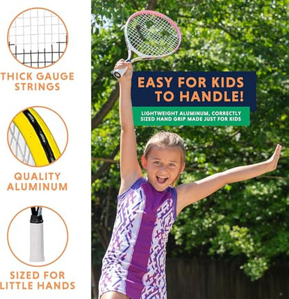 Kids Tennis Racket with Training Videos – Aluminum Youth Tennis Racket with Neoprene Handle for Children Age 5-12 – Learn Faster and Play Better by Street Tennis Club