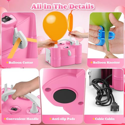 LooLaa Balloon Pump 4-in-1 Electric Balloon Inflator with Triple Inflating Ports for All Balloons Air Filler Machine for Sports Balls Inflator Deflator for Inflatables