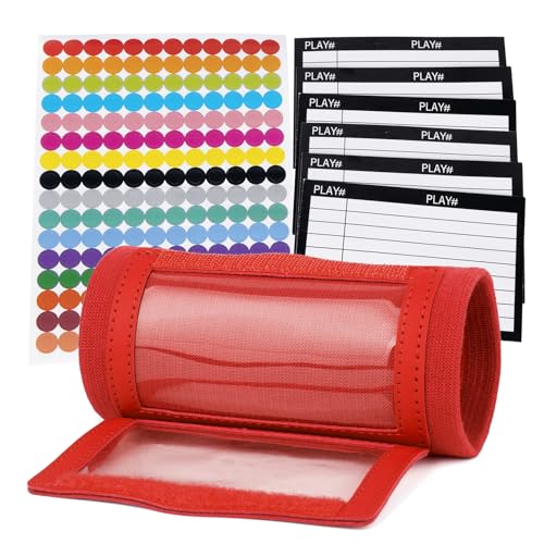 GOGO Football Wristband with QB Playbook - Wrist Coach - 192 Stickers & 6 Sign Cards for DIY - color: Red