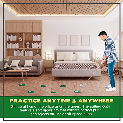 Sotiff Golf Putting Practice Cup Hole Training Aids Golf Accessories Training Putters with Plastic Flag for Adult Office Garage Yard Indoor Outdoor Practice