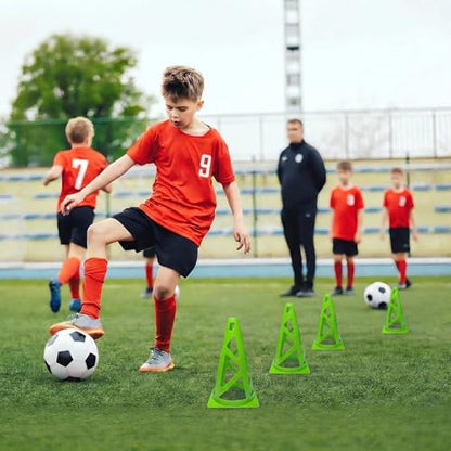 12 Pack Soccer Cones, 9 Inch Agility Cones for Soccer, Football, Basketball, Cones for Sports Training, Speed & Agility Drills, Field Marking Equipment - color: green