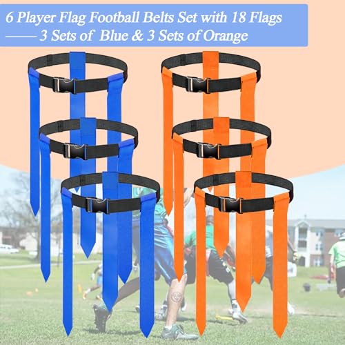 Flag Football Belts, 6/14 Players Game Kit with flags for Youth and Adults Indoor & Outdoor Training Equipment
