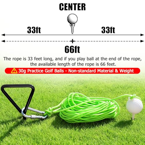 TOBWOLF Golf Ball on a String, 33FT Swing Away Golf Ball on a Rope with Fixed Rod, Golf Rope Swing Trainer, Golf Practice Rope Ball at Backyard or Park for Beginners & Youth to Quickly Practice Swing