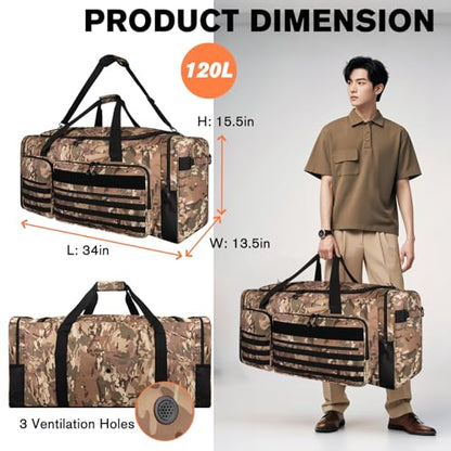 Goloni 130L Heavy Duty Large Duffle Equipment Bag,Catchers Gear Bag with Shoe Compartment,Baseball Duffle Bag - color: Camo Yellow