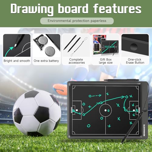 15 inch Electronic Football Coach Board - LCD Soccer Tactical Coaching Board with Stylus Pen for Football Coach Marker Training Writing Tablet - color: 15 Inch Football Coaching Board