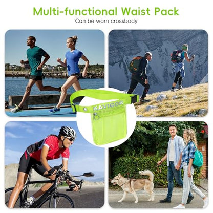 KAVIGOR Pickleball & Tennis Ball Holder Waist Pouch Holds 3-4 Balls, Multi-Functional Sports Belt Bag with Zipper Pocket and Carabiner - color: Green