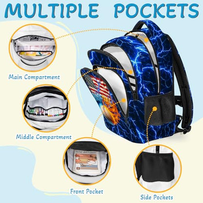 Baseball Backpack for Kids,School Bookbag Large Capacity Adjustable Bookbag Durable Lighting Multi Pockets School Bag Daypack Travel (Baseball) - color: Baseball
