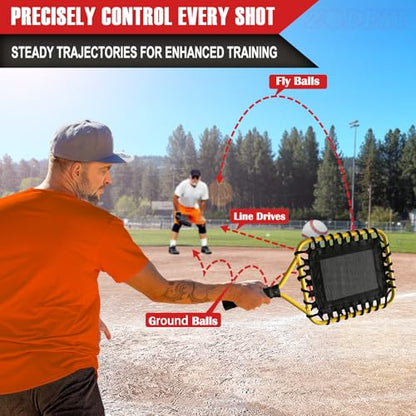 Baseball Racket for Fly Balls, Grounders, and Line Drives - Softball/Baseball Fungo Bat for Coaches and Parents to Help with Auxiliary Training - Attach a Racket Bag and Winding Tape - color: Yellow