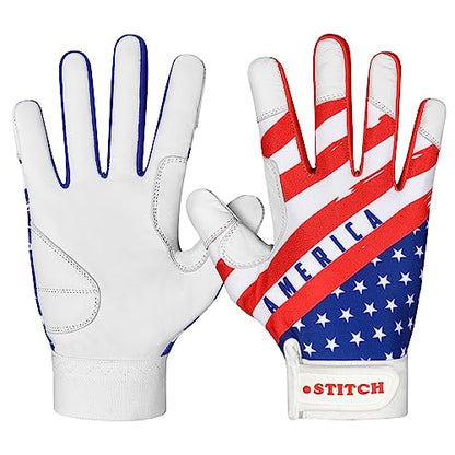 American Flag Batting Gloves Softball Gloves Men USA Flag Baseball Batting Glove for Men Youth Adult & Unisex