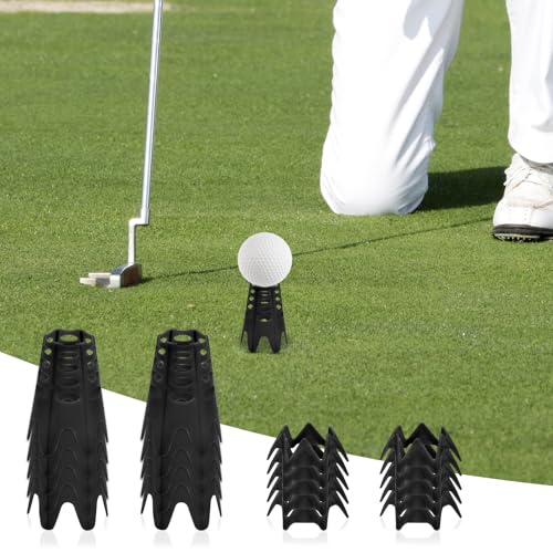 Golf Simulator Tees, 24PCS Golf Mat Tees for Indoor & Outdoor Practice, 12 Tall & 12 Short Golf Tees for Driving Range, Turf & Home Training, Black