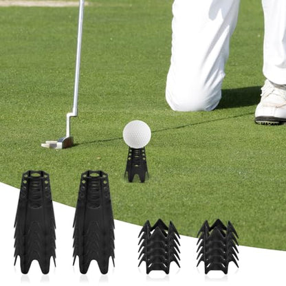 Golf Simulator Tees, 24PCS Golf Mat Tees for Indoor & Outdoor Practice, 12 Tall & 12 Short Golf Tees for Driving Range, Turf & Home Training, Black