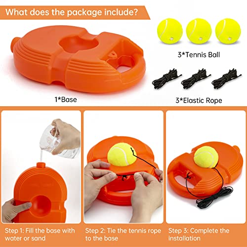 Tennis Trainer Rebound Ball with 3 String Balls, Solo Tennis Training Equipment for Self-Pracitce,Portable Tennis Practice Training Tools for Adults, Kids, Beginners Sport Exercise