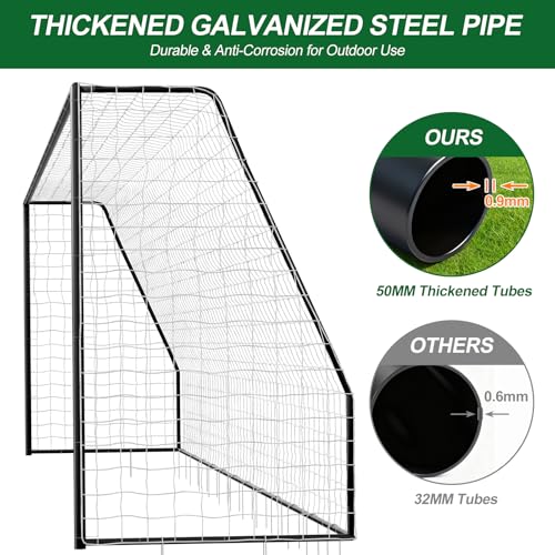 NAIZEA Soccer Goals - 24x8/21x7/18x7/12x6/16x7/10x6/8x6/6x4FT Soccer Goals for Backyard Training- Portable Metal Soccer Net for Youth & Adults - Heavy Duty Steel for Indoor Outdoor Games & Practice - size: 24ft x 8ft, style: Trainer-Black/Steel