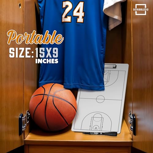 SCRIBBLEDO Basketball Dry Erase Coaching Clipboard Coach Board with Court Diagram, Double-Sided Strategy Whiteboard for Plays, Drills & Game Planning - style: Option 1