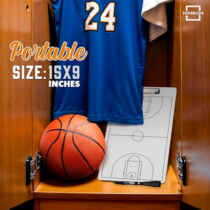 SCRIBBLEDO Basketball Dry Erase Coaching Clipboard Coach Board with Court Diagram, Double-Sided Strategy Whiteboard for Plays, Drills & Game Planning - style: Option 1