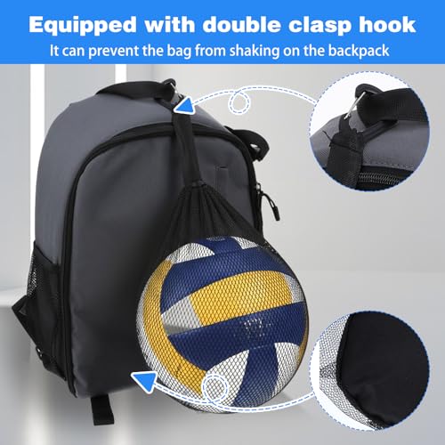 2Pcs Nylon Single Ball Bag, Lightweight Volleyball Ball Bag with Hook, Drawstring Sling Backpack for Soccer, Basketball, Football - color: Black