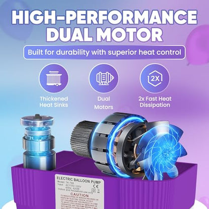 4-in-1 Balloon Pump Electric - Triple-Port 600W Air Pump for Balloons Latex, Foil Mylar Balloon, 260Q | Inflatables & Sports Balls | Portable Electric Balloon Pump with Hose, Nozzles & Ball Needles