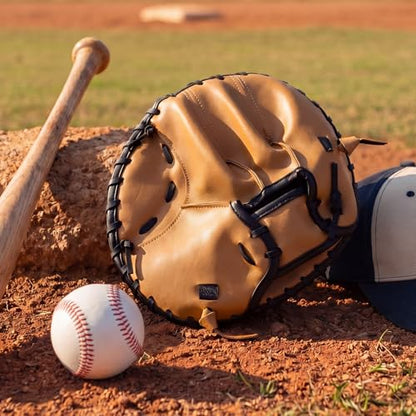 VioraWhite Pancake Baseball and Softball Training Glove - Flat & Soft Premium PVC Fielding Gear for Left-Hand Throw, Great Choice for Teens - color: Brown