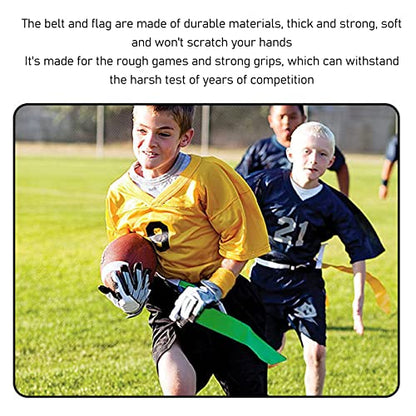 Flag Football Belt Set - 14 Adjustable Nylon Belts 42 Detachable PVC Flags 12 Training Cones for Team Sports - color: Red+green