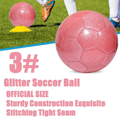 Glitter Soccer Ball Set,Operation Christmas Soccer Ball Bulk with Pump Needles,Size 3 4 5 Training Balls for Youth, Teens, and Adults,Christian Charity Donation Supplies - color: Pink, size: Size 3-3 pack