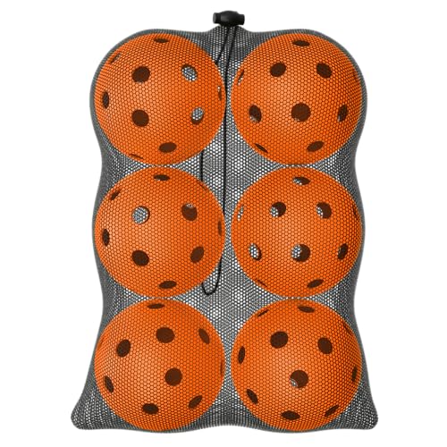 Great Call Athletics | Indoor Pickleballs USA Pickleball Approved Official 26 Hole Balls Sports Tournament Pack Free Mesh Bag - color: Orange, style: 6 Pack