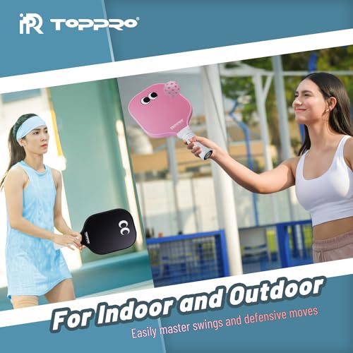 TOPPRO Pickleball Paddles Set of 2, Fiberglass Face, Polypropylene Honeycomb Core, Lightweight Pickleball Rackets 2 Pack - color: EYE Black & White