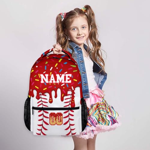 Custom Baseball Drip Backpack for Children Teen Kids School Supplies for Boys Girls, Casual Red Bookbag for Preschool Elementary Kindergarten Vacation Travel Picnic - color: Red
