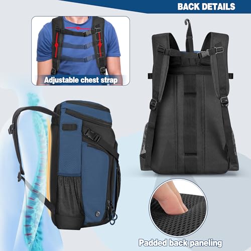 Smasrob Baseball Bag for Adult and Youth, Baseball Backpack Softball Bag with Helmet Holder, Shoe Compartment and Fence Hook - color: Blue