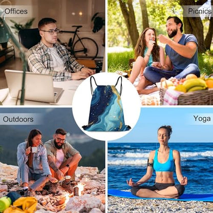 Travel Drawstring Backpack Theft Proof Cinch Sack Water Resistant Sackpack for Camping Hiking Outdoor Sports, Blue Trippy Marble Bags - color: Picture (1016)