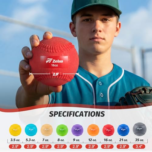 ZELUS Weighted Baseball Set with Seams for Hitting Pitching, Plyometric Baseballs with Carry Bag, Variable Weighted Balls for All Skill Levels - color: Full Pro Training(9 Pack)