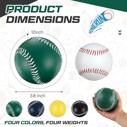 Arrowbash Weighted Softball Training Softballs Set Weighted Balls Bulk for Softball with Drawstring Bag - color: Green, Blue, Yellow, Black